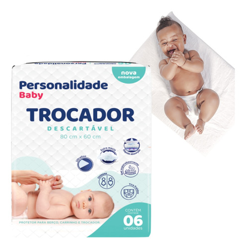 Lençol Absorvente Descartável Trocador Personalidade Baby 6u