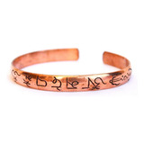 Pulsera Om Mani Padme Brazalete Tibetano Ajustable De Cobre Diámetro 7 Cm Largo 18 Cm