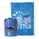 Cobertor Manta Com Balde 5l Pipoca Stitch Disney Infantil