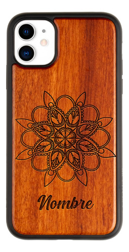 Funda Para iPhone Madera Mandala Personalizada Con Nombre