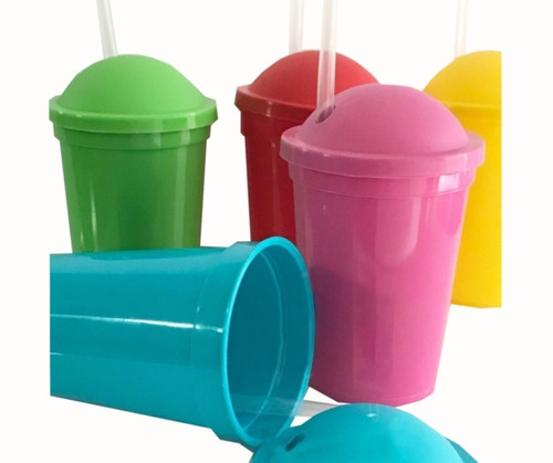 Vasos Plasticos Milkshake X50 Tapa Sorbete Cumples Souvenirs