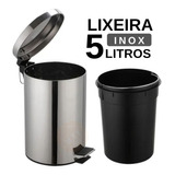 Lixeira Inox 5l Pedal Balde Interno Plástico Matmix