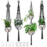 Macramé Colgador De Plantas Interiores, Conjunto De 4 ...