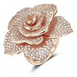 Anillo Para Mujer Flor Oro Rosa Platino Circonita Cristal An