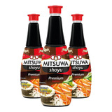 3un Shoyu Premium Mitsuwa 900 Ml Para Comida Japonesa