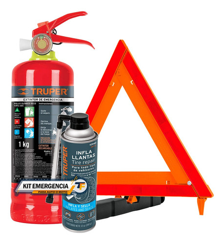 Kit Emergencia Extintor Portatil + Triangulo + Inflallantas