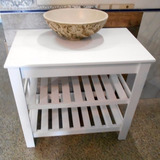 Mueble Baño Mesa Maral Deck Blanco Laqueado Para Apoyo 80cm