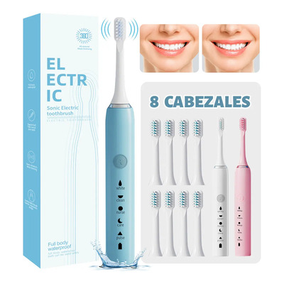 Vanance® 5en1 Cepillo Dental Electrico Recargable 8 Cabezales Cepillo Electrico Protección Dientes Y Higiene Bucal Impermeable 5 Modo Cepillo Electrico Dental Sónico Colors Azul | MercadoLibre