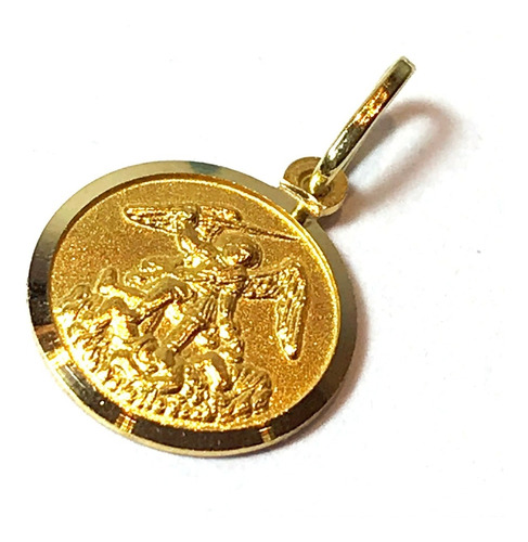 Dije Medalla San Miguel Arcangel  De 13 Mm. Diam. Oro 18 K.