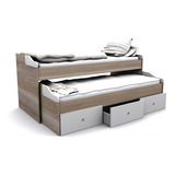 Cama Dormitorio Nido Doble 1 Plaza Niños Madera Cajonera S20 Color Blanco