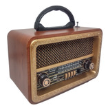 Radio Am Fm Bluetooth Vintage Usb Recarregável Cor Marrom 110v/220v