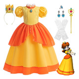 Vestido De Princesa Super Mario Brothers Peach Daisy For Niña Disfraz De Carnival Cosplay Halloween Navidad Fiesta De Cumpleaños