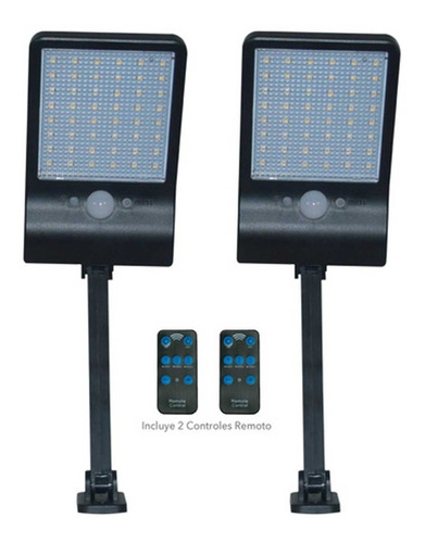 Lámpara Led Solar Luz Día Sensor Movimiento Control Incluido Color Negro Tecnolite 4solled16vcd65n-2p