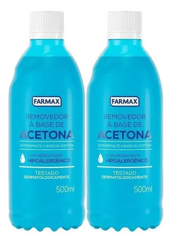 Kit 2 Acetona Removedor De Esmalte Hidratante Farmax 500ml !