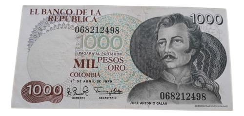 Colombia 1000 Pesos Oro 1979 Estado 9.5 