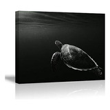 Black Ocean Canvas Wall Art Sea Turtle Decoración De Pared A