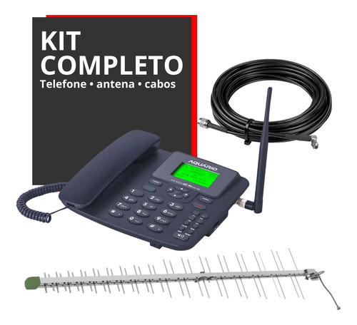 Kit Telefone Rural 3g 4g Wifi 2 Chip Antena Cabo 15 Metros 