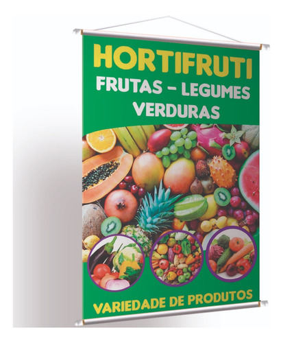 Kit 2 Placa Faixa Banner Hortifrúti -frutas/legumes/verduras