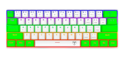 Teclado Mecánico 60%,mini T-dagger Arena Tgk321 White/green 