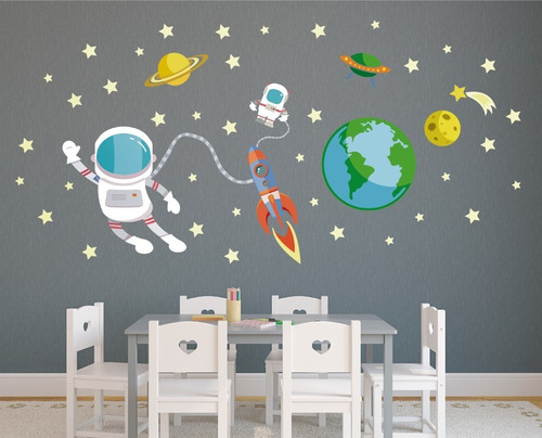 Vinilo Decorativo, Astronauta, Espacio, Planetas, Cohete