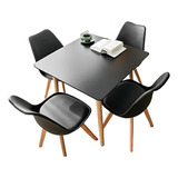 Comedor Cuadrado Negro 80cm - 4 Sillas Tulip Negras