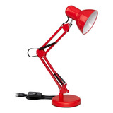 Lámpara De Escritorio Con Brazo Oscilante De Metal 360° Estructura Rojo Pantalla Rojo