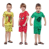 Pijama Masculino Para Crianças 6 Conjuntos Manga Curta
