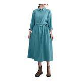 Vestido Vintage Para Mujer, Holgado, Navideño, Con Botones