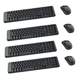 Kit Com 4 Teclado E Mouse Sem Fio Logitech Mk220 Usb Abnt2