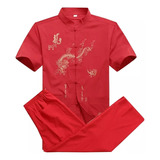 Camisa De Hombre Con Bordado De Traje De Kung-fu, Uniforme W