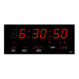 Reloj De Pared Led Con Termómetro Y Calendario Despertador