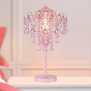 Lámpara De Mesita De Noche Pequeña De Cristal Rosa Para  Alm