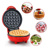 Máquina Waffle Elétrica Mini Grill Forma Clássico Redonda 