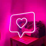 Cartel Neon Led Corazón Ig Base En Acrílico