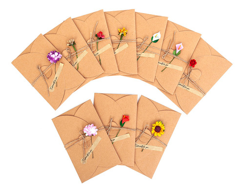 Tarjetas Flower Craft De Papel Kraft, 16 Unidades