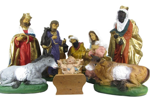 Pesebre 8 Piezas Navidad Navideño Niño Jesus Reyes 30cm 