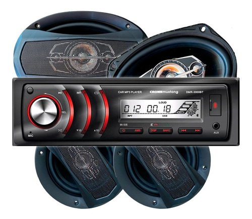 Combo Audio Car Estéreo + Parlantes 6x9 + 5 PuLG Xline P