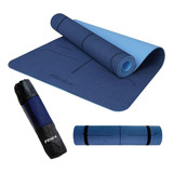 Mat Yoga Colchoneta Tapete Ejercicio 8mm Guías+bolso +correa Color Azul