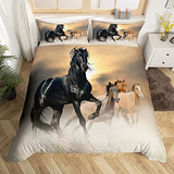 Juego De 3 Piezas De Ropa De Cama De Caballo Queen Size...