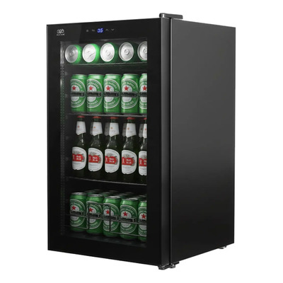 Refrigerador enfriador de bebidas para 75 latas de 330ml, Puerta de cristal, Estantes removibles, Luz interior, Panel táctil, Ajuste de temperatura 3°C a 18 °C, Capacidad 63L AVERA EBC75 | Meses sin interés