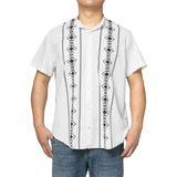 Camisa Guayabera Blanca Casual Manga Corta Para Hombre