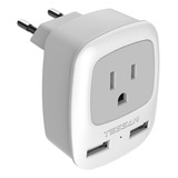 Adaptador De Enchufe Europeo Tipo C Con 2 Cargadores Usb