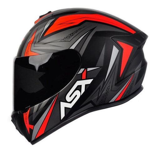 Capacete Asx Moto Draken Feminino Preto Cinza Vermelho