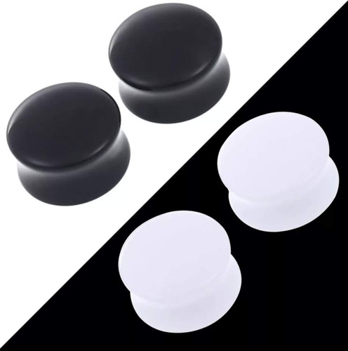 Par Plugue Alargador Acrílico Branco Ou Preto 22mm Ao 30 Mm