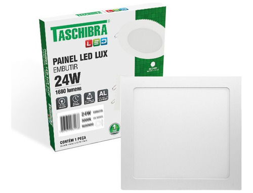 Painel Plafon De Led Quadrado Embutir 24w Bivolt Taschibra