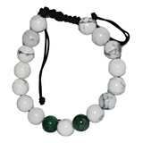 Pulsera Cuencas Howlite Y Esmeralda De Natural De 8mm 6126