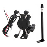 Kit Suporte Celular Gps Carregador Moto E Antena Corta Pipa