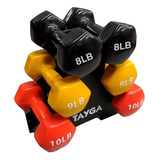 Set 3 Par Pesas Mancuernas Vinil De 8,9,10 Lb Con Rack Tayga Color Colores