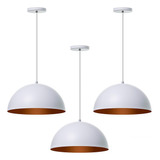 Lustre Pendente Meia Lua Branco 40cm