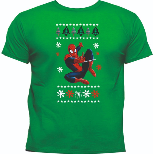 Camisetas Navideñas Navidad Spiderman Hombre Araña Marvel M2